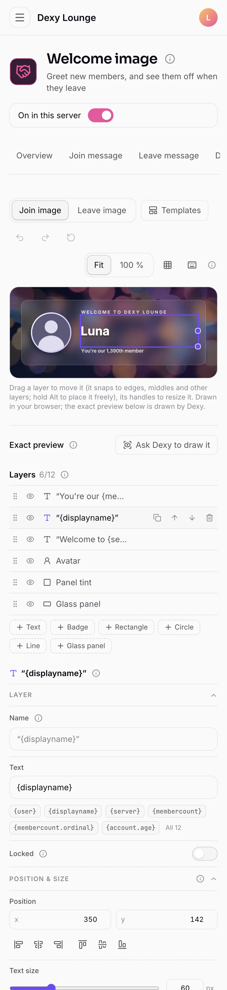 The welcome image editor on a phone