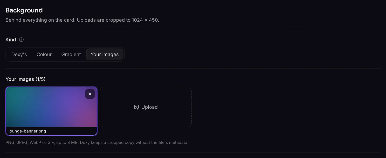 Your images: the server's uploads and the upload button