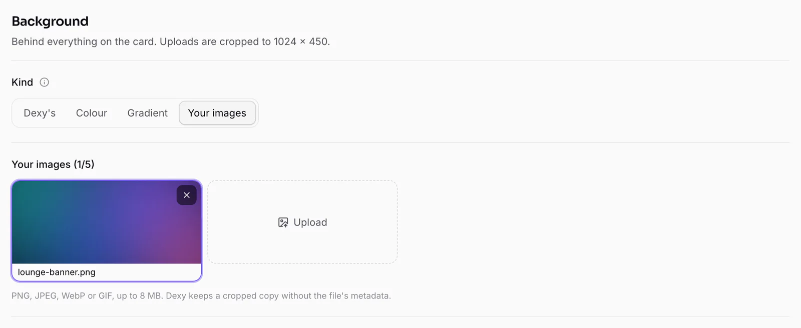 Your images: the server's uploads and the upload button